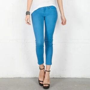 Rag & Bone Genuine Goat Suede Skinny Jeans in Azure Blue Size 25 Or 0